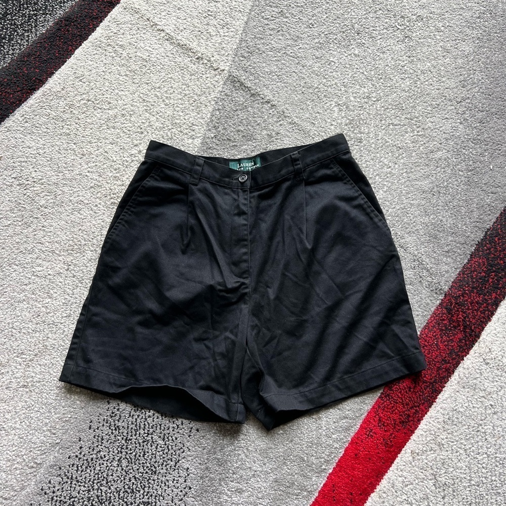 Lauren Ralph Lauren Black Bermuda High Rise Chino Shorts